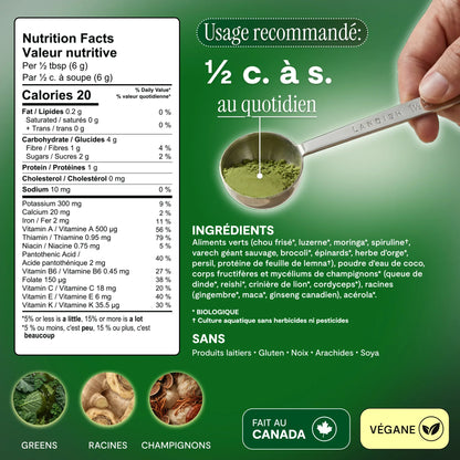 Aliments verts (Greens) mélange adaptogène