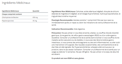 SpectraZyme Betaine HCl + Pepsine (Anciennement SpectraZyme METAGEST)